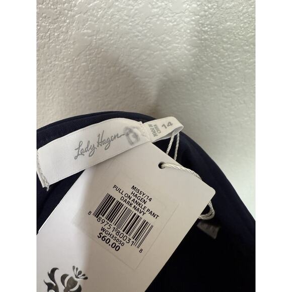 Lady Hagan Women’s Easy Shaper Pull On Ankle Pants Size 14 Dark Navy Missys New - Picture 5 of 6